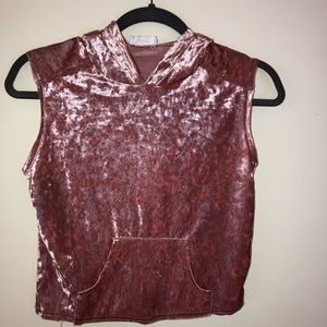 Pink velvet hooded tank